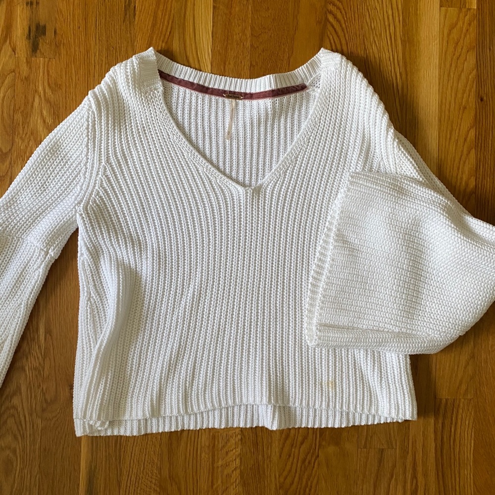 white Flare Sleeve Sweater